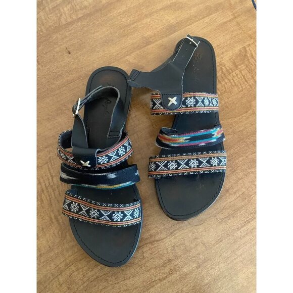 Free People Boho Strappy Black Multi Balkan Sandal 9.5 - Picture 4 of 8